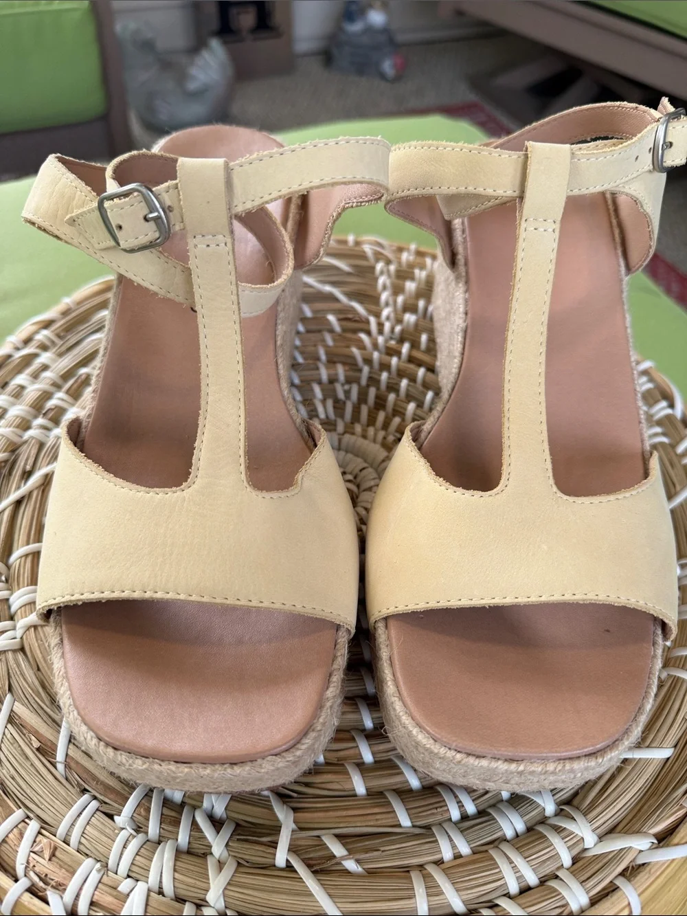 Lucky Brand Women's Valki Wedge Sandal T-Strap Espadrille Size 10M